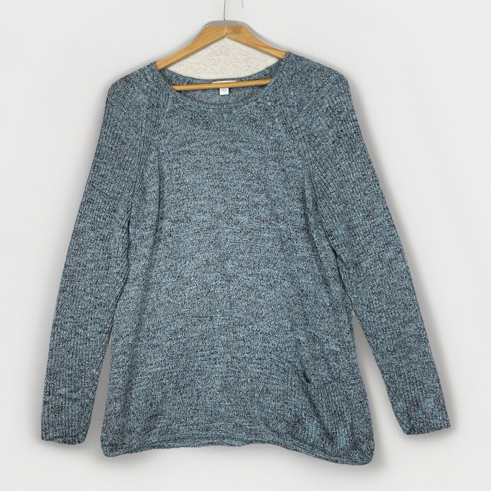 Pure J. Jill Large Linen Blend Marled Pullover Long Sleeve Tunic Sweater Pocket